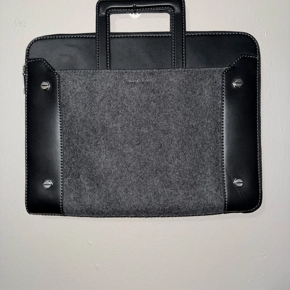 Charles & Keith Black and Gray Laptop Bag